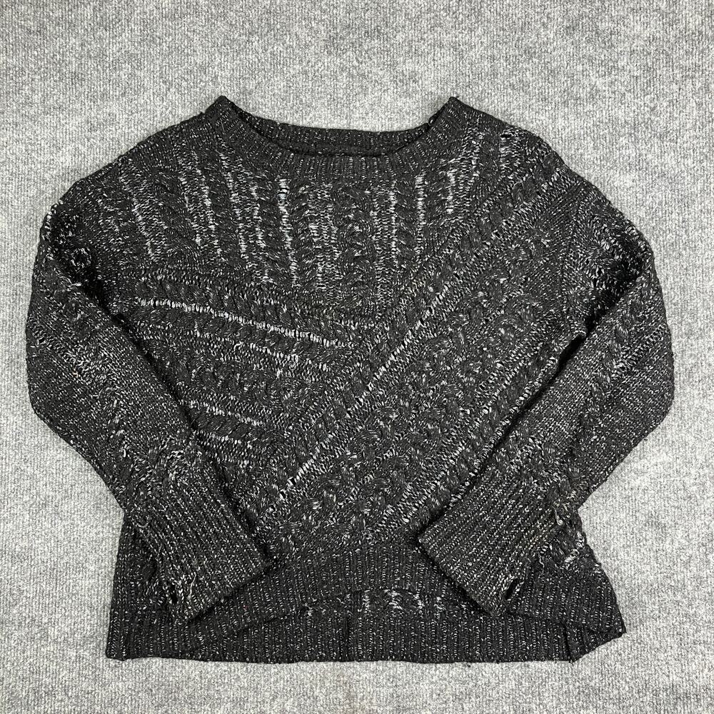 Michael Stars Sweater Womens Size S Black Wool Alpaca Blend Cable Knit Pullover